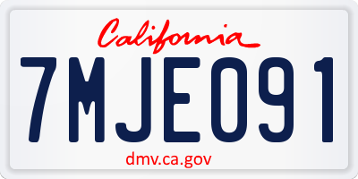 CA license plate 7MJE091