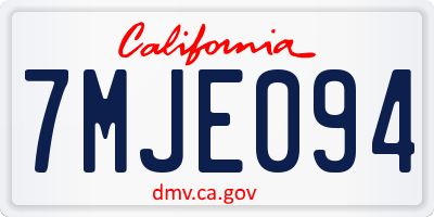 CA license plate 7MJE094