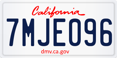 CA license plate 7MJE096