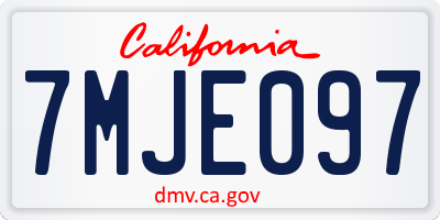 CA license plate 7MJE097