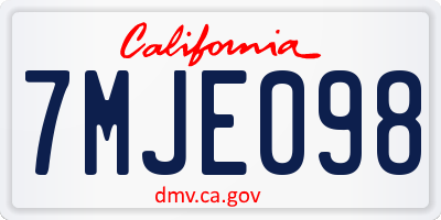 CA license plate 7MJE098