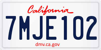 CA license plate 7MJE102