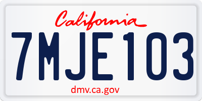 CA license plate 7MJE103