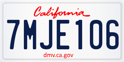 CA license plate 7MJE106