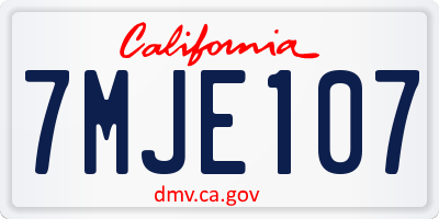 CA license plate 7MJE107