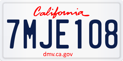 CA license plate 7MJE108