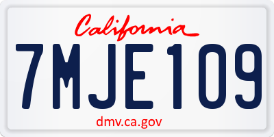 CA license plate 7MJE109