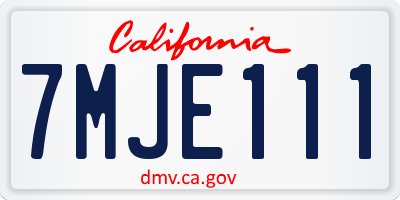 CA license plate 7MJE111