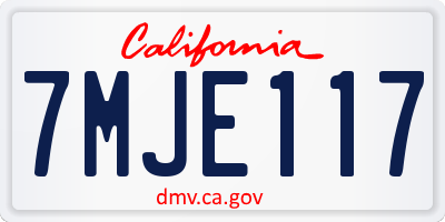 CA license plate 7MJE117