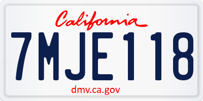 CA license plate 7MJE118