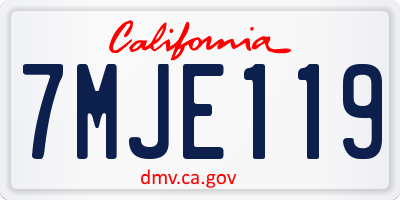 CA license plate 7MJE119