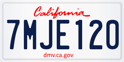 CA license plate 7MJE120
