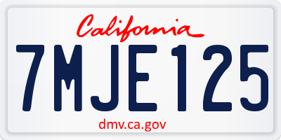 CA license plate 7MJE125