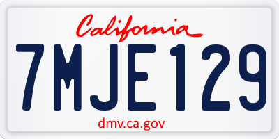 CA license plate 7MJE129