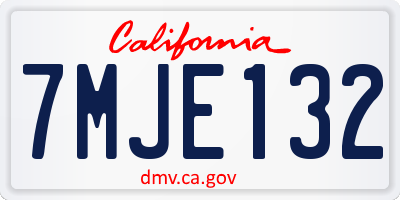 CA license plate 7MJE132