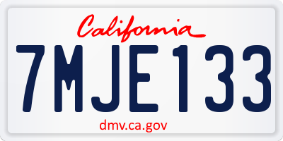 CA license plate 7MJE133