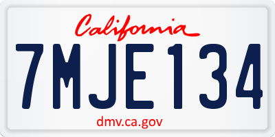 CA license plate 7MJE134