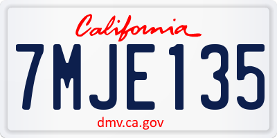 CA license plate 7MJE135