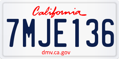 CA license plate 7MJE136