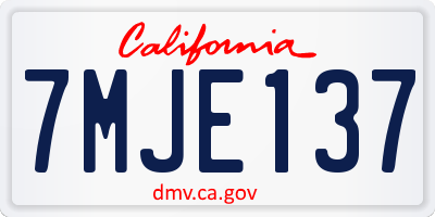 CA license plate 7MJE137