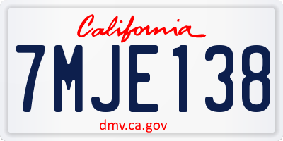 CA license plate 7MJE138