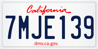 CA license plate 7MJE139