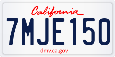 CA license plate 7MJE150