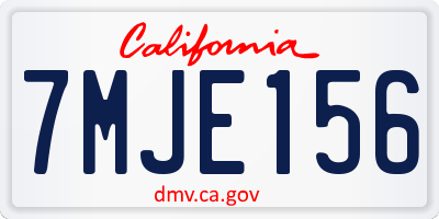 CA license plate 7MJE156