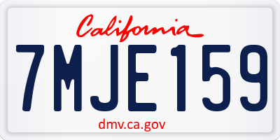 CA license plate 7MJE159