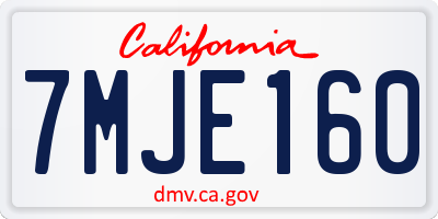 CA license plate 7MJE160