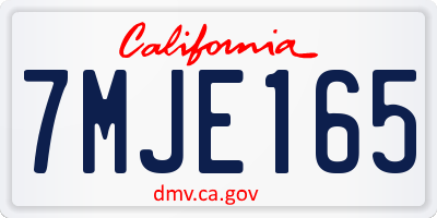 CA license plate 7MJE165
