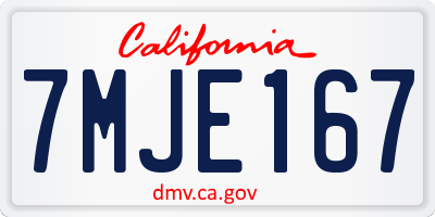 CA license plate 7MJE167