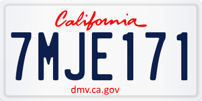 CA license plate 7MJE171