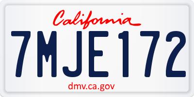 CA license plate 7MJE172