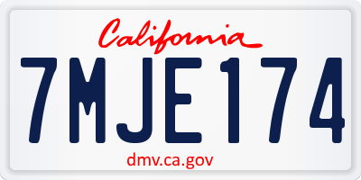 CA license plate 7MJE174