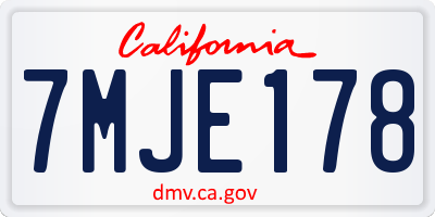 CA license plate 7MJE178