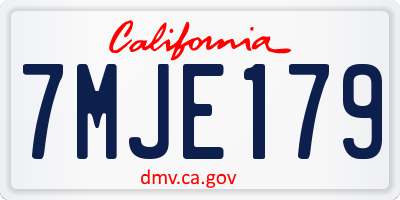 CA license plate 7MJE179
