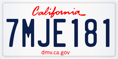 CA license plate 7MJE181
