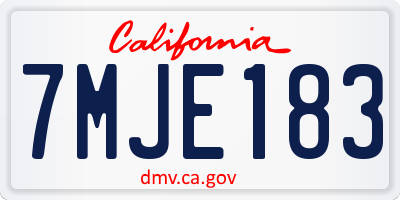 CA license plate 7MJE183