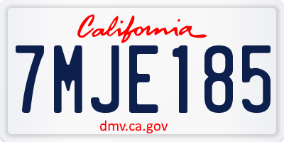 CA license plate 7MJE185