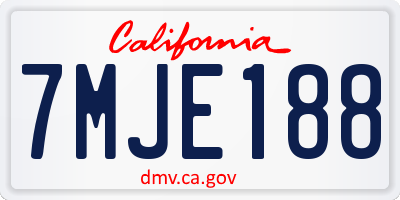 CA license plate 7MJE188