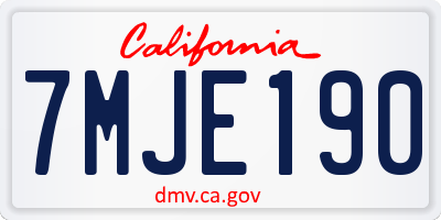 CA license plate 7MJE190