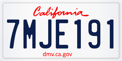 CA license plate 7MJE191