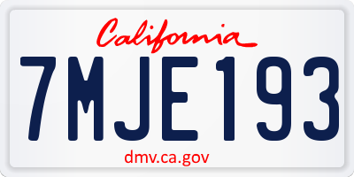 CA license plate 7MJE193