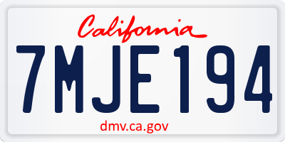 CA license plate 7MJE194