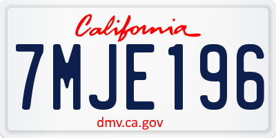 CA license plate 7MJE196