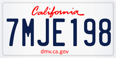 CA license plate 7MJE198
