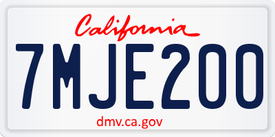 CA license plate 7MJE200