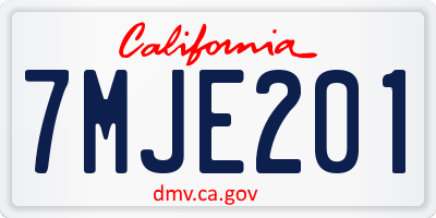 CA license plate 7MJE201