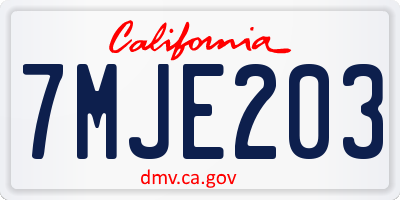 CA license plate 7MJE203